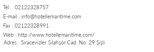 Hotel Le Maritime telefon numaralar, faks, e-mail, posta adresi ve iletiim bilgileri